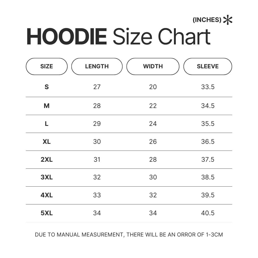 Hoodie Size Chart - Cbum Cbum
