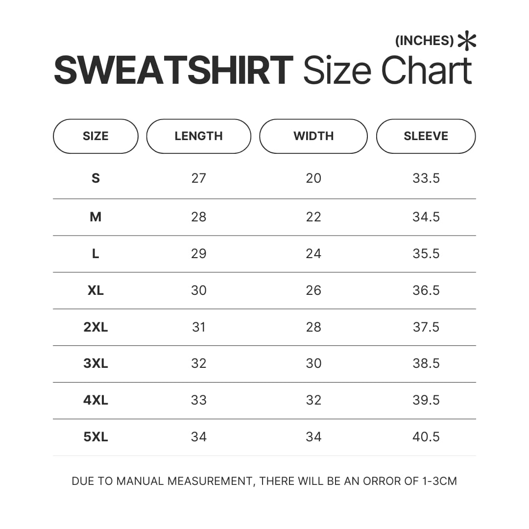 Sweatshirt Size Chart - Cbum Cbum